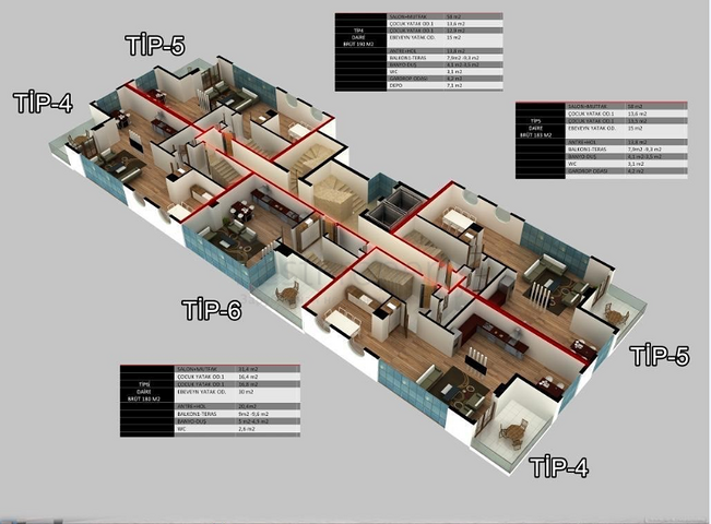 Квартиры и пентхаусы планировок 2+1 и 3+1 в Махмутларе