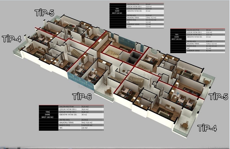 Квартиры и пентхаусы планировок 2+1 и 3+1 в Махмутларе