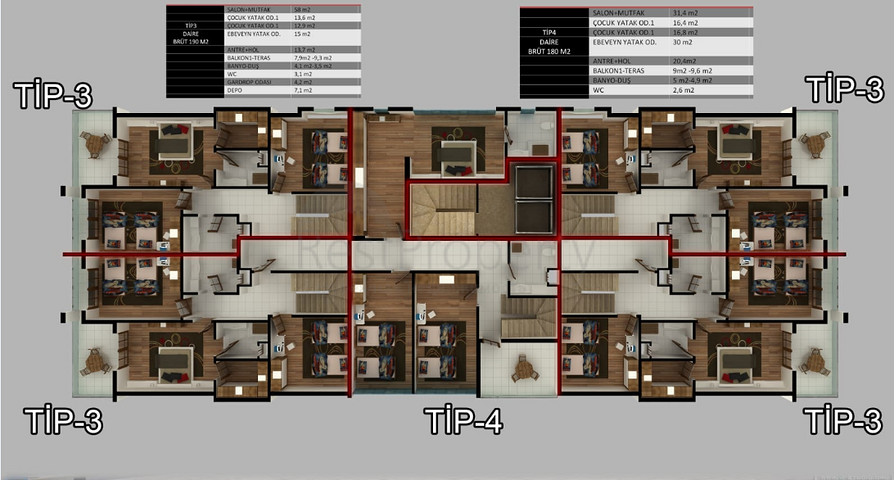 Квартиры и пентхаусы планировок 2+1 и 3+1 в Махмутларе