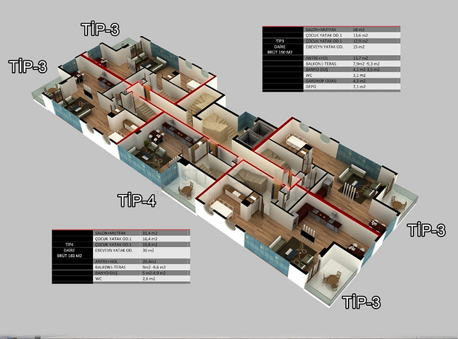 Квартиры и пентхаусы планировок 2+1 и 3+1 в Махмутларе