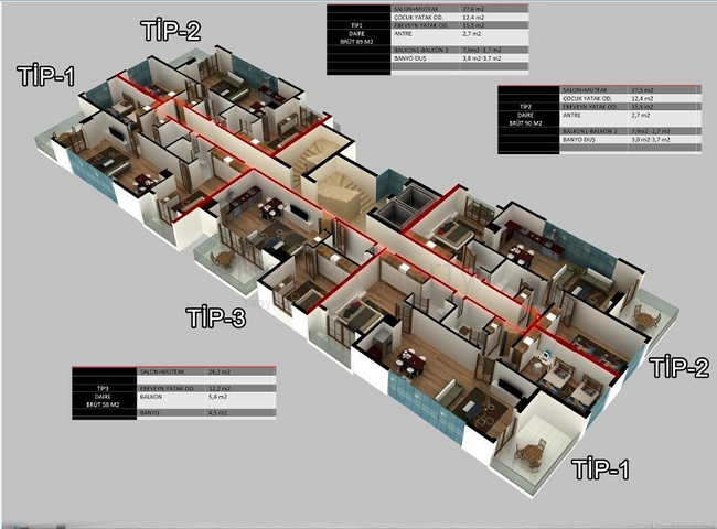 Квартиры и пентхаусы планировок 2+1 и 3+1 в Махмутларе