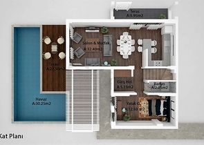 Элитная вилла 6+1 с личным бассейном в Чалыше Фетхие