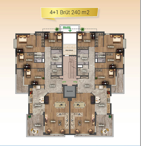 Новый комплекс с квартирами планировкой  3+1 в районе Дошемеалты  