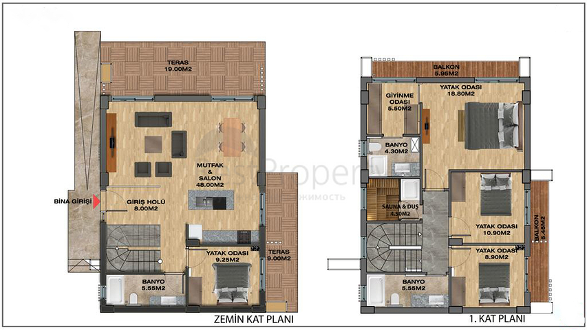 Виллы в микрорайоне Чамюва , Кемер - Анталия .