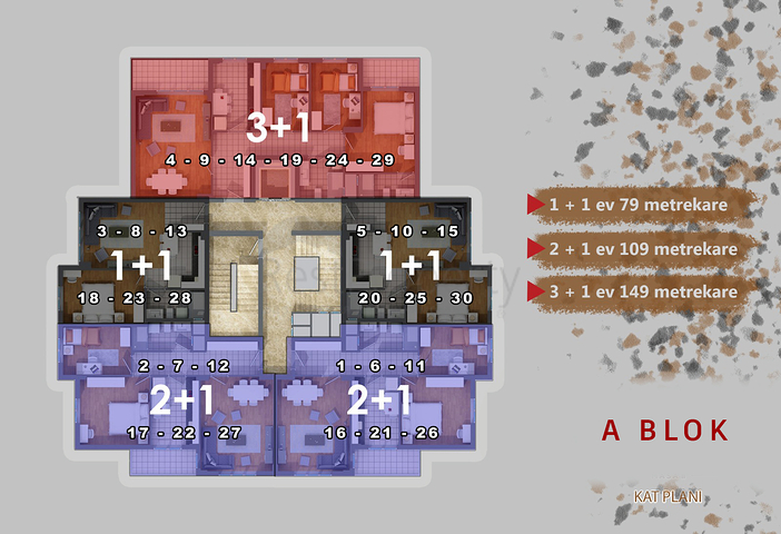 Квартиры 1+1, 4+2, 6+2 в районе Кепез - Анталия
