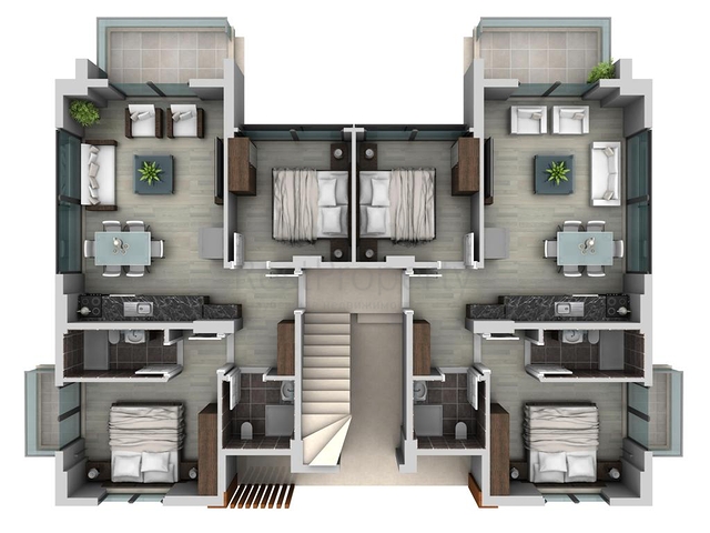 Квартира 2+1 4+1 и Отдельно стоящая  вилла с 4 спальнями на продажу в районе Коджа-Чалис