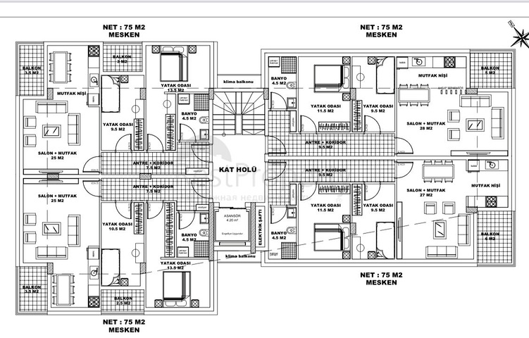 Квартиры 2+1 и 3+1 в новом комплексе от застройщика Муратпаша/Анталия