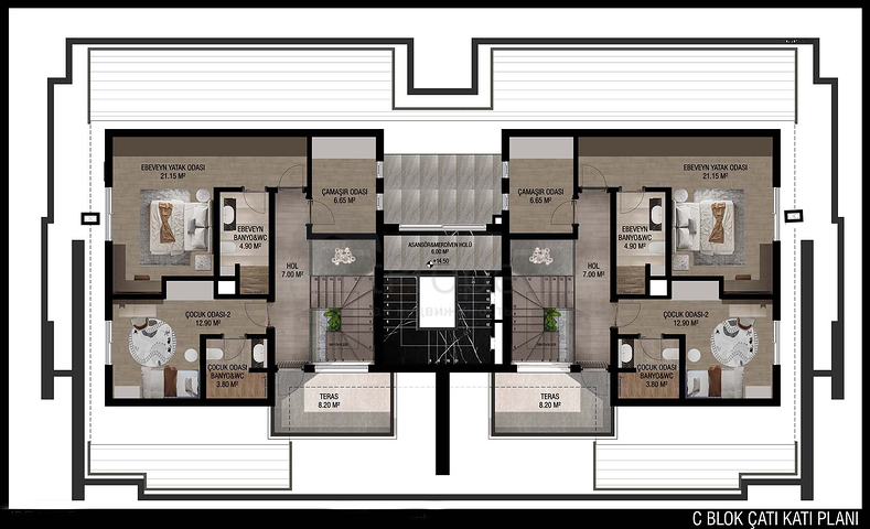Квартиры планировки 3+1 в микрорайоне Улуч - Анталия 