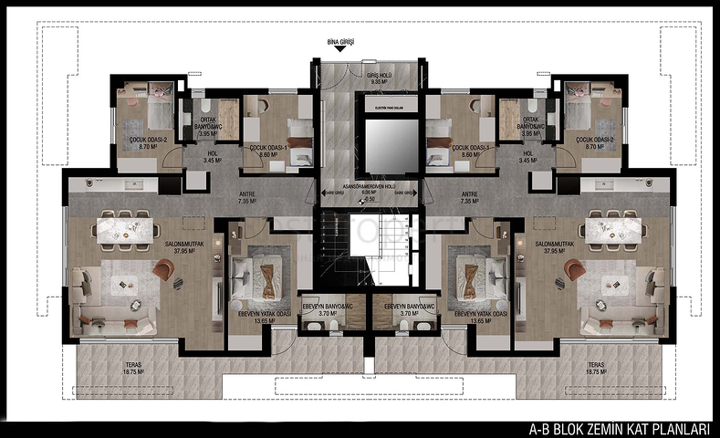 Квартиры планировки 3+1 в микрорайоне Улуч - Анталия 