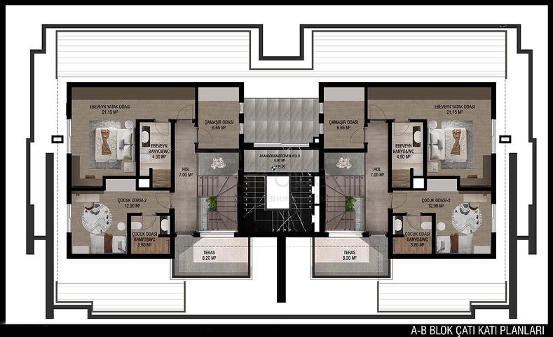 Квартиры планировки 3+1 в микрорайоне Улуч - Анталия 