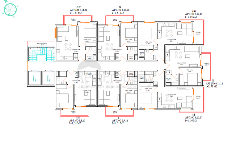 Квартира 1+1 на пляже Клеопатра 