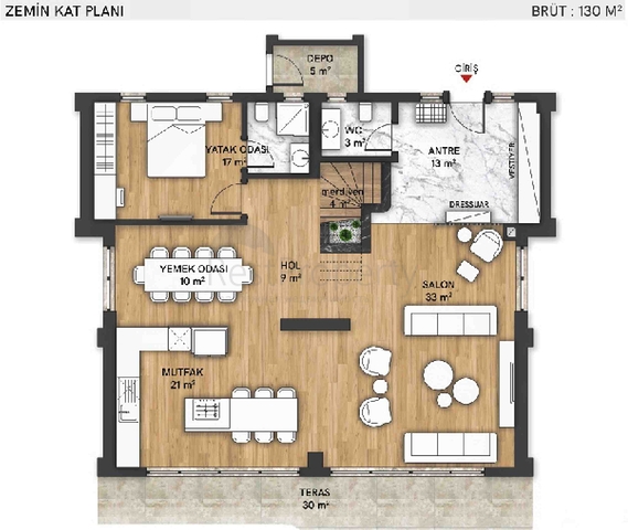 Виллы в комплексе планировки 5+1 в районе Лара - Анталия 