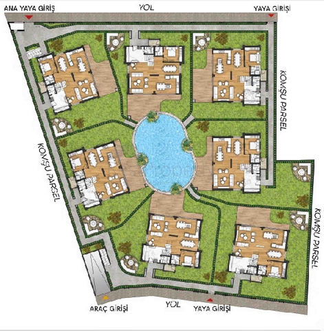 Виллы в комплексе планировки 5+1 в районе Лара - Анталия 