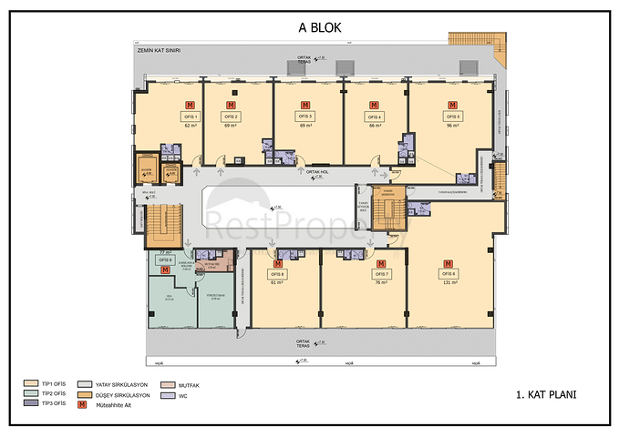 Комерческое помещение под офис в центре города Анталия 