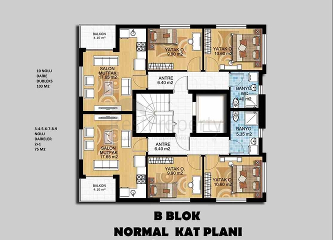 Квартиры планировки 2+1 и 3+1 в микрорайоне Гебизли - Анталия 