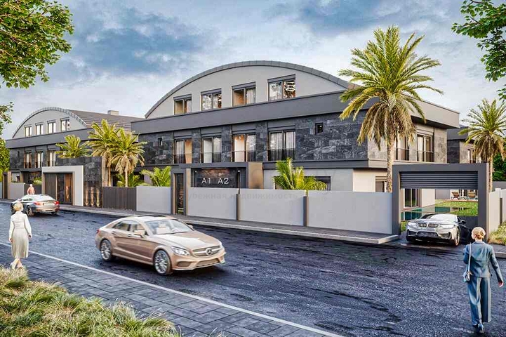 Вилла планировки 7+1 в микрорайоне Моллаюсуф - Анталия 