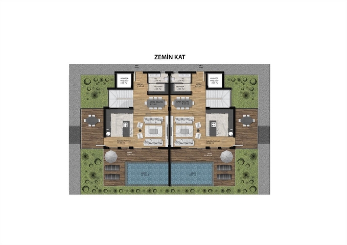 Виллы планировки 6+2 в районе Алтынташ - Анталия 