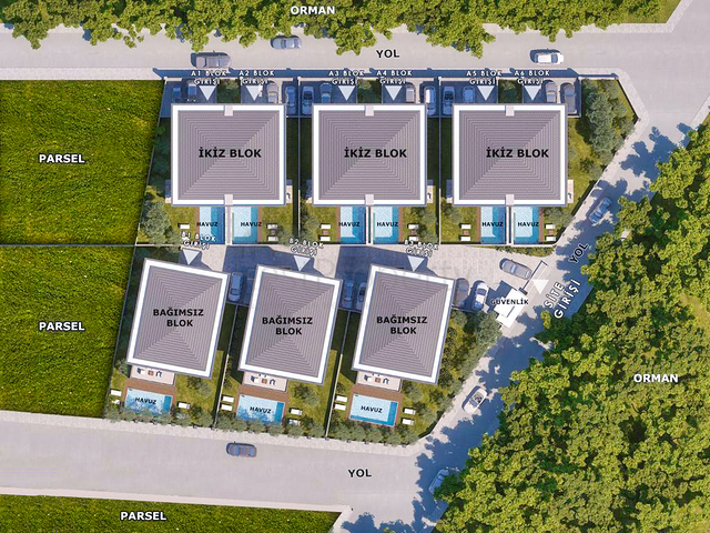Виллы планировки 4+1 и 6+1 в районе Дошемеалты - Анталия 