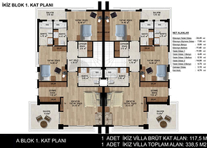 Виллы планировки 4+1 и 6+1 в районе Дошемеалты - Анталия 