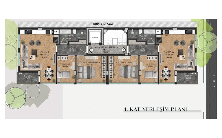 Квартиры планировки 2+1 дуплекс в микрорайоне Лара - Анталия 