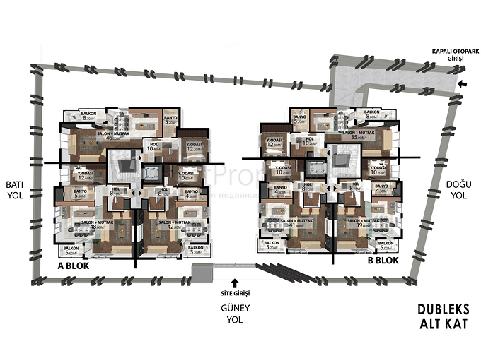 Квартиры планировки 2+1 , 4+1 и 5+1 дуплекс в центре города Анталия 