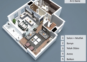 Квартиры планировки 2+1 , 4+1 и 5+1 дуплекс в центре города Анталия 