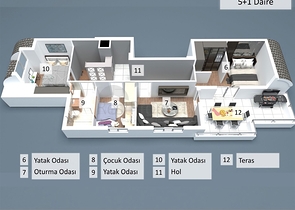 Квартиры планировки 2+1 , 4+1 и 5+1 дуплекс в центре города Анталия 