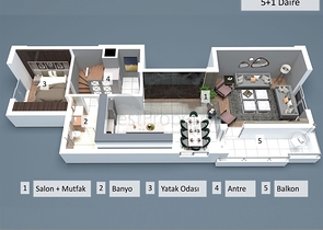 Квартиры планировки 2+1 , 4+1 и 5+1 дуплекс в центре города Анталия 