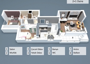 Квартиры планировки 2+1 , 4+1 и 5+1 дуплекс в центре города Анталия 