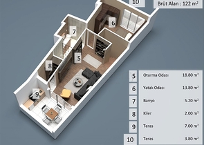 Квартиры планировки 2+1,3+1, 4+1  дуплекс в центре города Анталия  