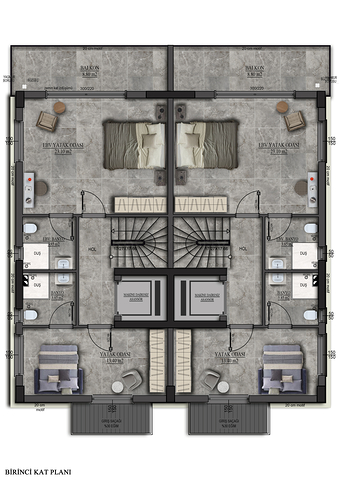 Виллы планировки 5+1 в районе Моллаюсуф - Анталия 