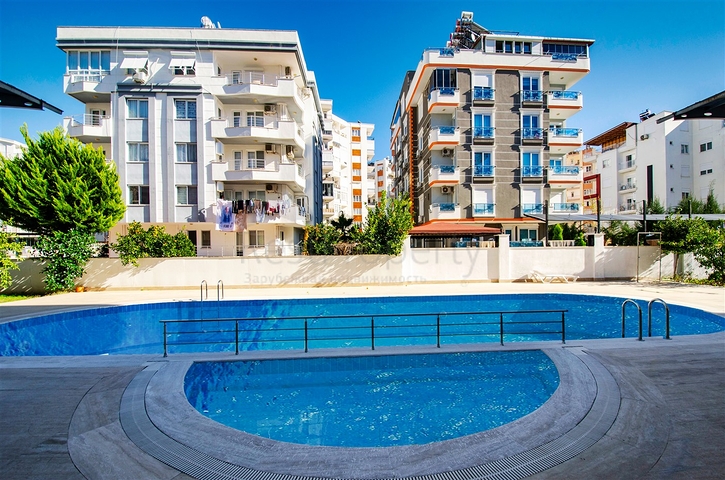 Квартира с придомовым бассейном планировки 2+1 в микрорайоне Хурма - Анталия 