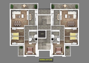 Квартиры планировки 3+1 в районе Кепез - Анталия 