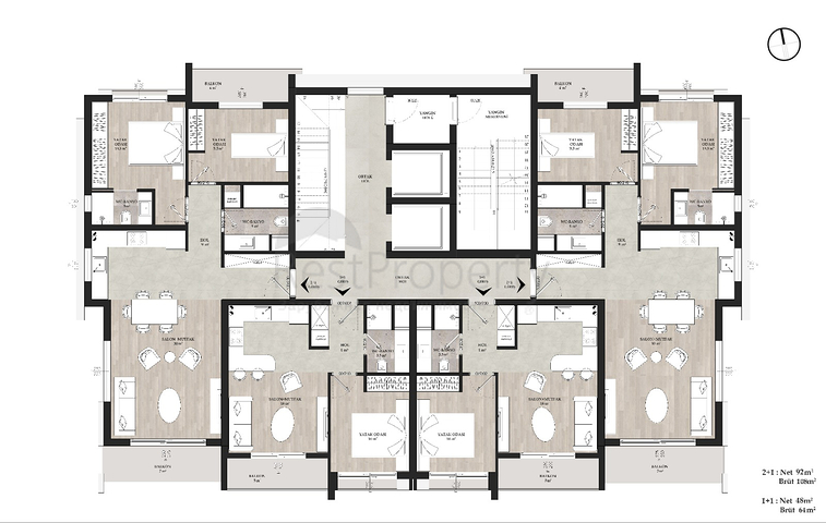 Квартиры планировки 1+1 и 2+1 в районе Алтынташ - Анталия 