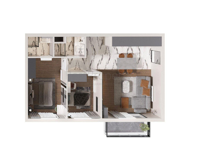 Квартиры планировки 2+1 в микрорайоне Алтынташ - Анталия 