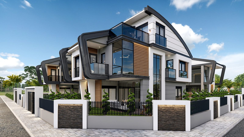 Виллы планировки 4+2 и 6+2 в районе Дошемеалты - Анталия 