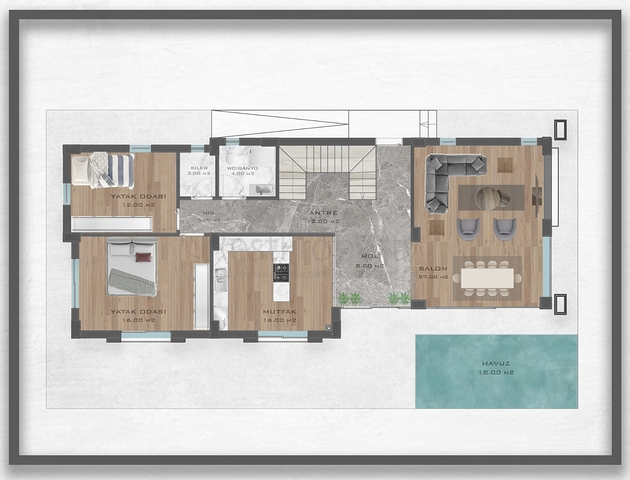 Виллы планировки 4+2 и 6+2 в районе Дошемеалты - Анталия 