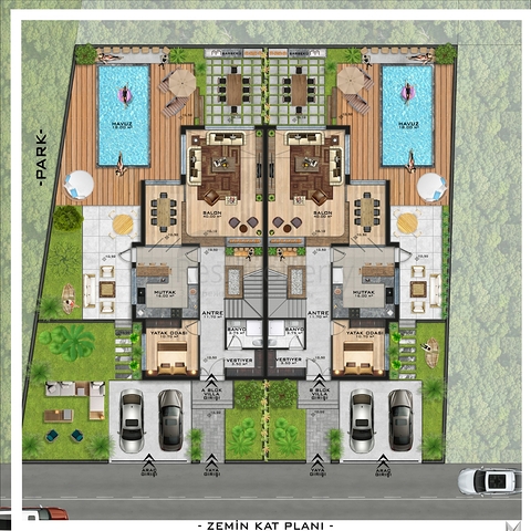 Трехэтажная вилла планировки 5+1 в районе Дошемеалты - Анталия 