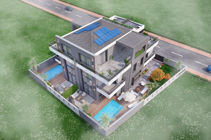 Трехэтажная вилла планировки 5+1 в районе Дошемеалты - Анталия 