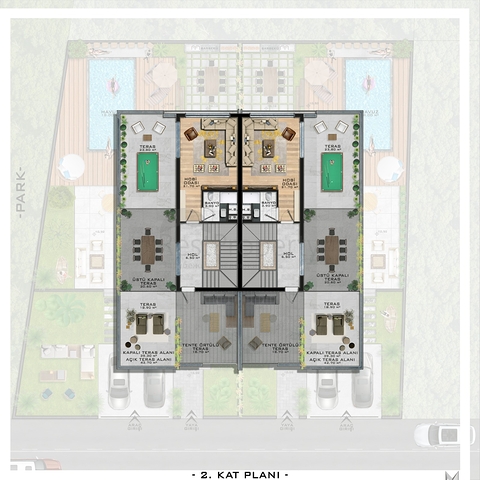 Трехэтажная вилла планировки 5+1 в районе Дошемеалты - Анталия 