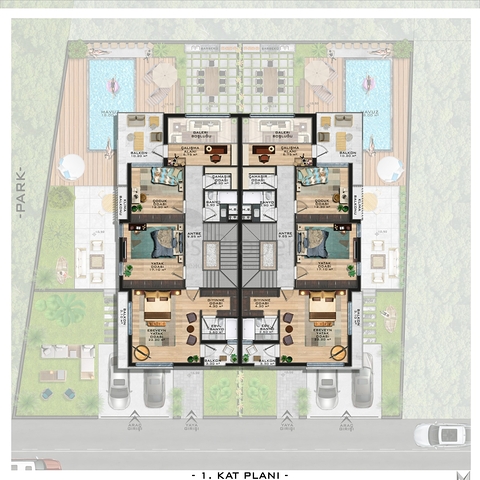 Трехэтажная вилла планировки 5+1 в районе Дошемеалты - Анталия 