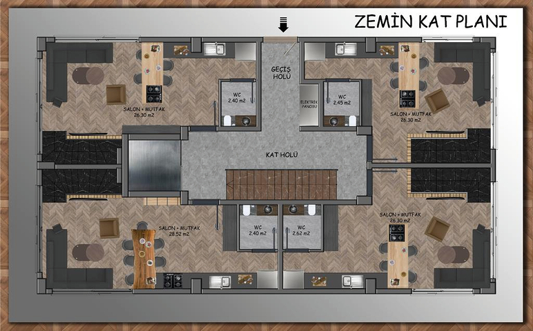 Квартиры планировки 2+1 и 3+1 в микрорайоне Ешильбахче - Анталья