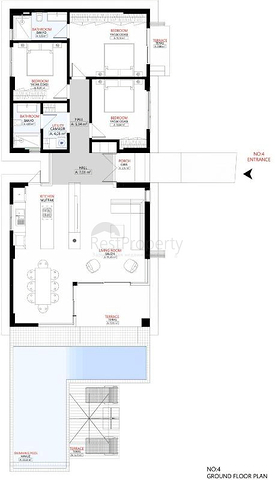 Вилла планировки 3+1 в районе Фетхие 