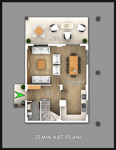 Вилла 3+1 в районе Фетхие