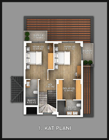 Вилла 3+1 в районе Фетхие