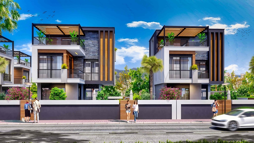 Виллы в комплексе , планировки 4+1 в районе Дошемеалты - Анталия 