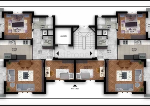 Квартира с бассейном планировки 2+1 в районе Кепез - Анталия