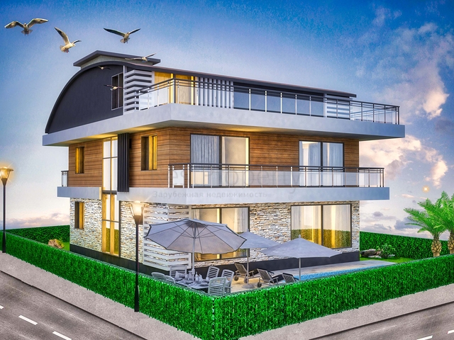 Вилла планировки7+1 в районе Дошемеалты - Анталия 