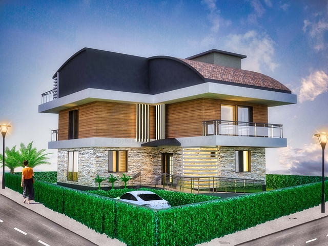 Вилла планировки7+1 в районе Дошемеалты - Анталия 