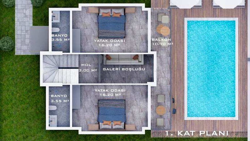 Квартира планировки 4+1 в районе Фетхие  Квартира планировки 4+1 в районе Фетхие